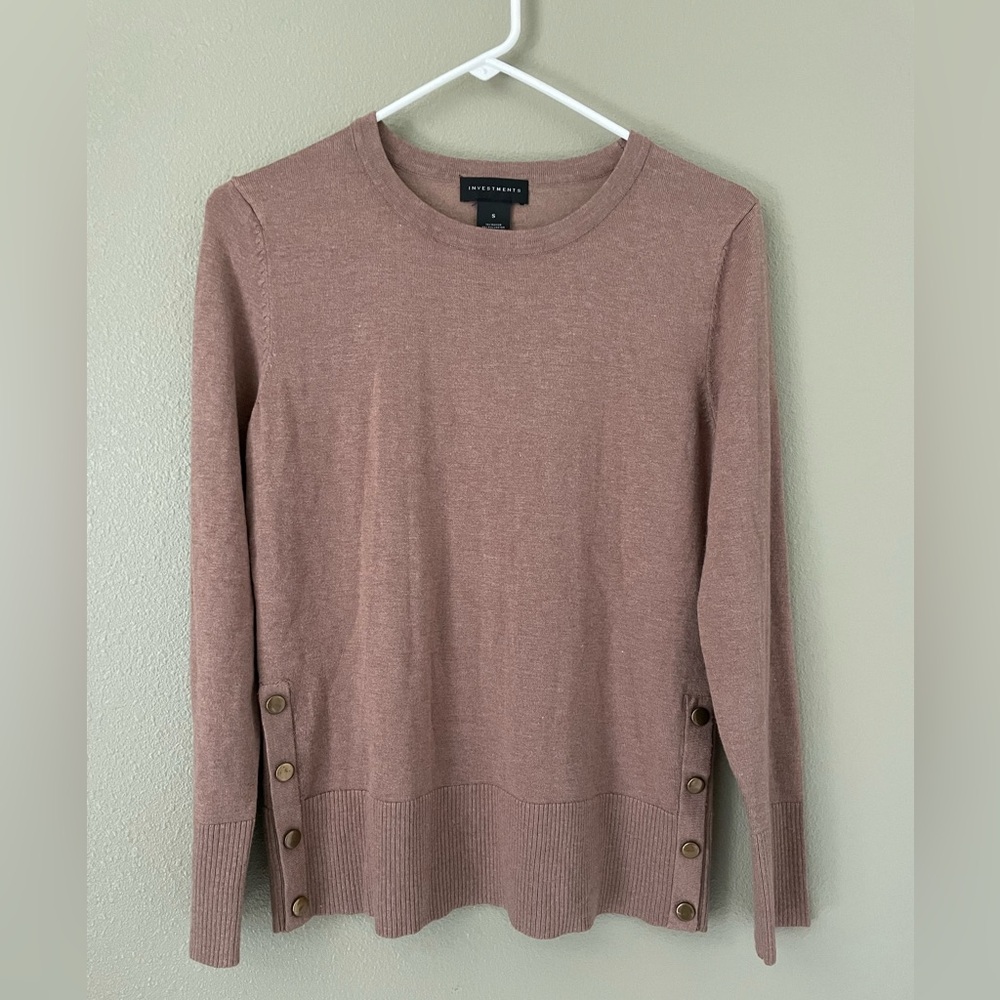 Investments Brown Crew Neck Long Sleeve Sweater Size S